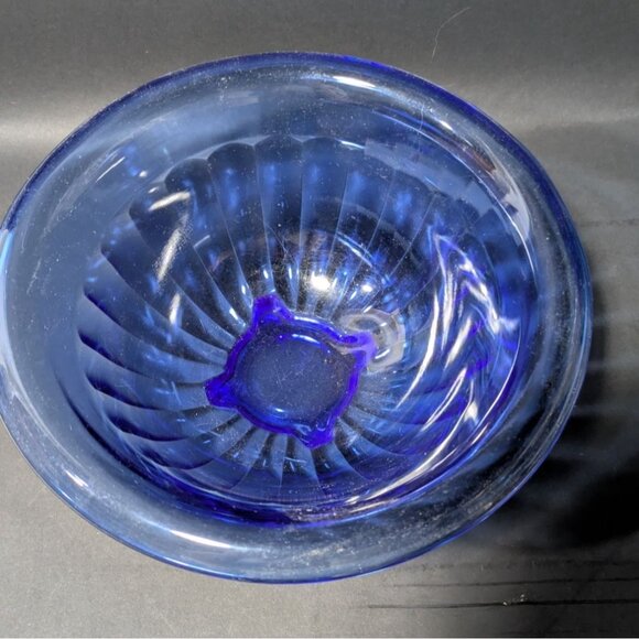 Hazel Atlas Blue Pillar Optic Glass Mixing Bowl Vintage Collectible Home Decor - Picture 9 of 14